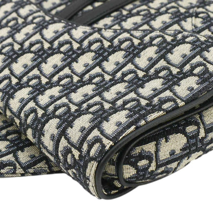 CHRISTIAN DIOR Saddle Oblique Jacquard Belt Crossbody Bag Navy Blue