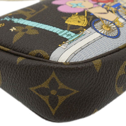 LOUIS VUITTON Christmas Animation Pochette Monogram Canvas Accessoires Pouch Pink