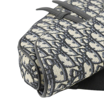 CHRISTIAN DIOR Saddle Oblique Jacquard Belt Crossbody Bag Navy Blue