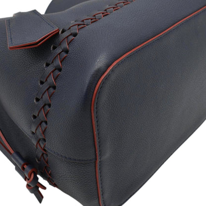 LOUIS VUITTON Lockme Braided  Leather Shoulder Bucket Bag Navy