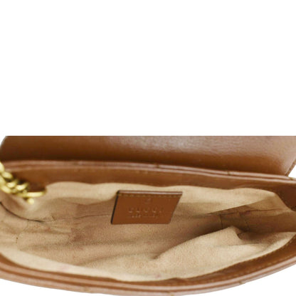 GUCCI GG Marmont Super Mini Matelasse Leather Shoulder Bag Brown 476433