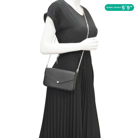 LOUIS VUITTON Felicie Pochette Epi Leather Crossbody Bag Black