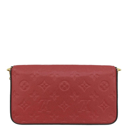 LOUIS VUITTON Felicie Monogram Empreinte Leather Pochette Crossbody Bag Red