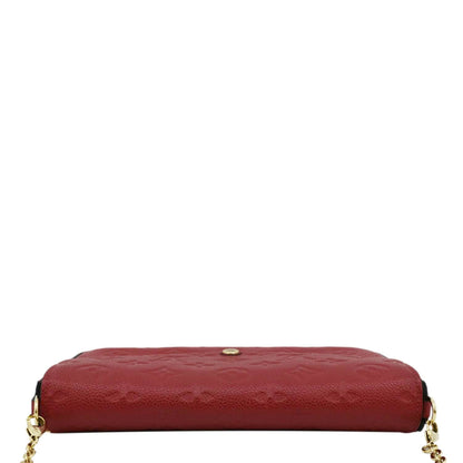 LOUIS VUITTON Felicie Monogram Empreinte Leather Pochette Crossbody Bag Red