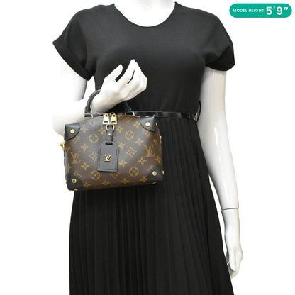 LOUIS VUITTON Petite Malle Souple Monogram Canvas Shoulder Bag Black