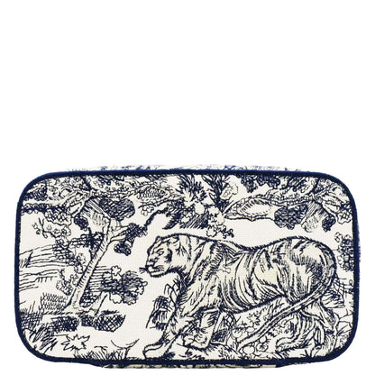 CHRISTIAN DIOR Travel Oblique Embroidery Canvas Vanity Case Blue