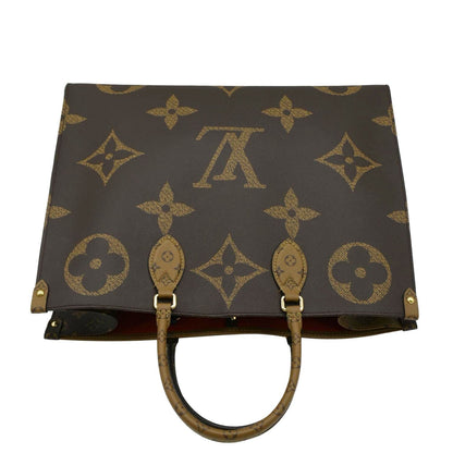 LOUIS VUITTON Onthego GM Giant Monogram Canvas Tote Bag Brown