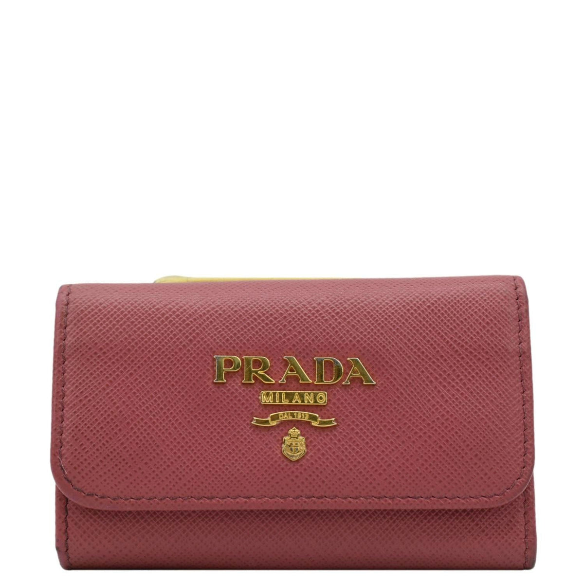 PRADA Small Saffiano Leather Key Holder Pink