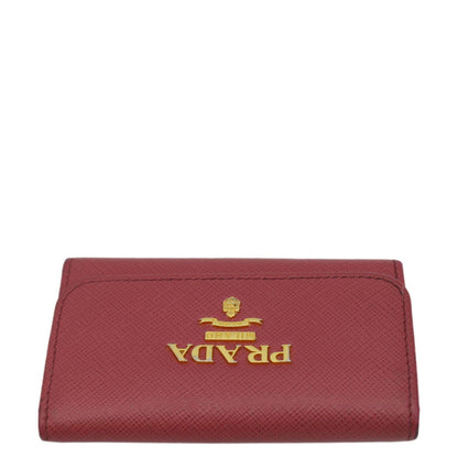 PRADA Small Saffiano Leather Key Holder Pink