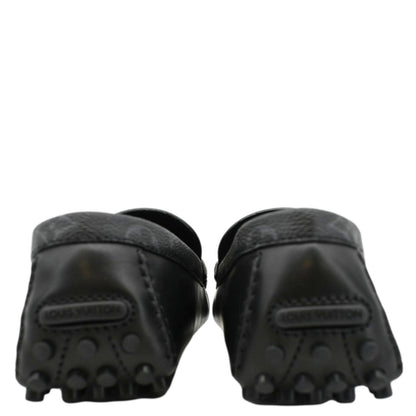LOUIS VUITTON Hockenheim Moccasin Leather Loafers Black US 10