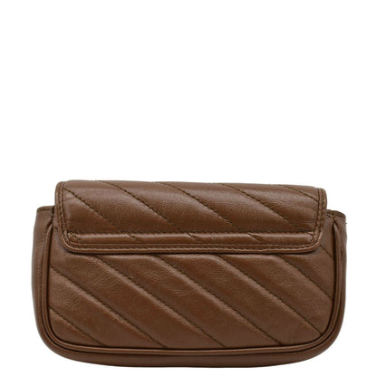 GUCCI GG Marmont Super Mini Matelasse Leather Shoulder Bag Brown 476433