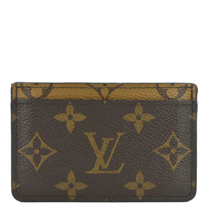 LOUIS VUITTON Monogram Reverse Canvas Card Holder Brown