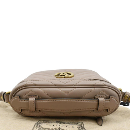 GUCCI GG Marmont Vanity Leather Crossbody Bag Dusty Pink 672253