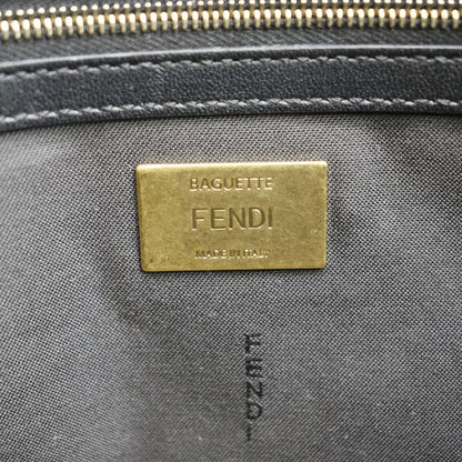 FENDI Baguette Medium FF Shearling Sheepskin Shoulder Bag Brown