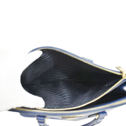 PRADA Galleria Double-Zip Medium Saffiano Leather Tote Bag Blue