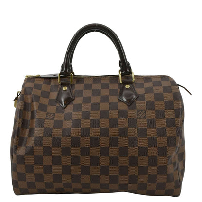 LOUIS VUITTON Speedy 30 Damier Ebene Satchel Bag Brown
