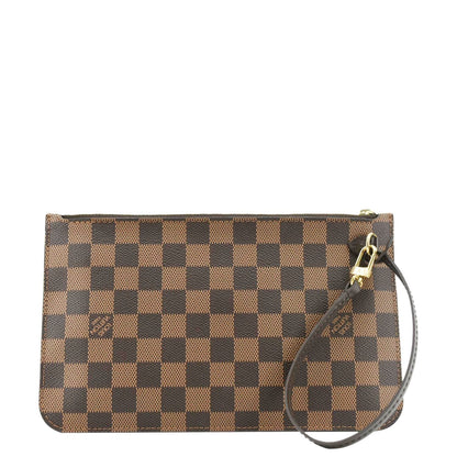 LOUIS VUITTON Neverfull Damier Ebene Pochette Wristlet Pouch Brown