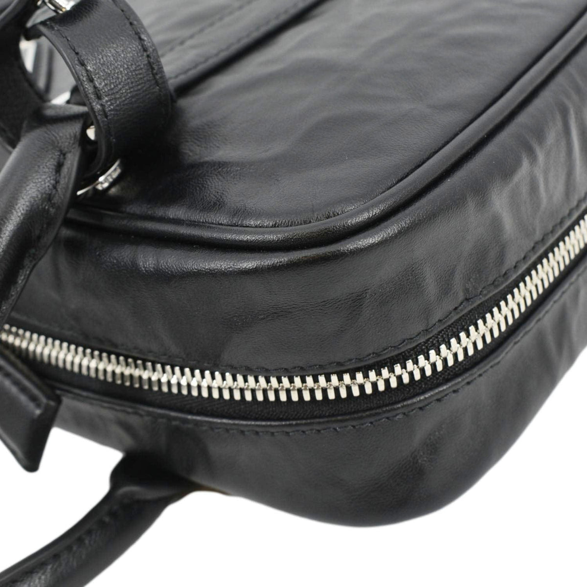PRADA Re-edition 2001 Medium Antique Nappa Leather Shoulder Bag Black
