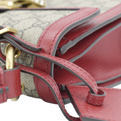 GUCCI Queen Margaret Bee GG Supreme Canvas Shoulder Bag Red 476541