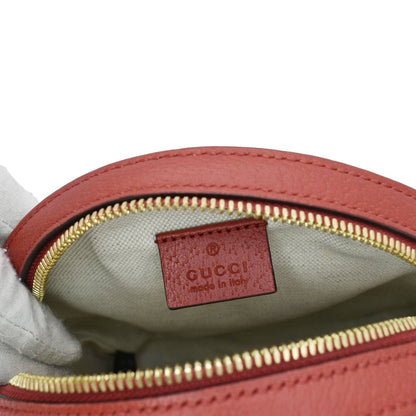 GUCCI Ophidia Apple Round GG Supreme Monogram Canvas Crossbody Bag Red 625216