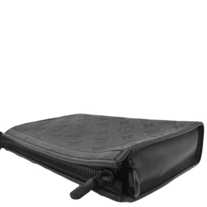 LOUIS VUITTON Gaston Wearable Monogram Shadow Leather Wallet Crossbody Bag Black