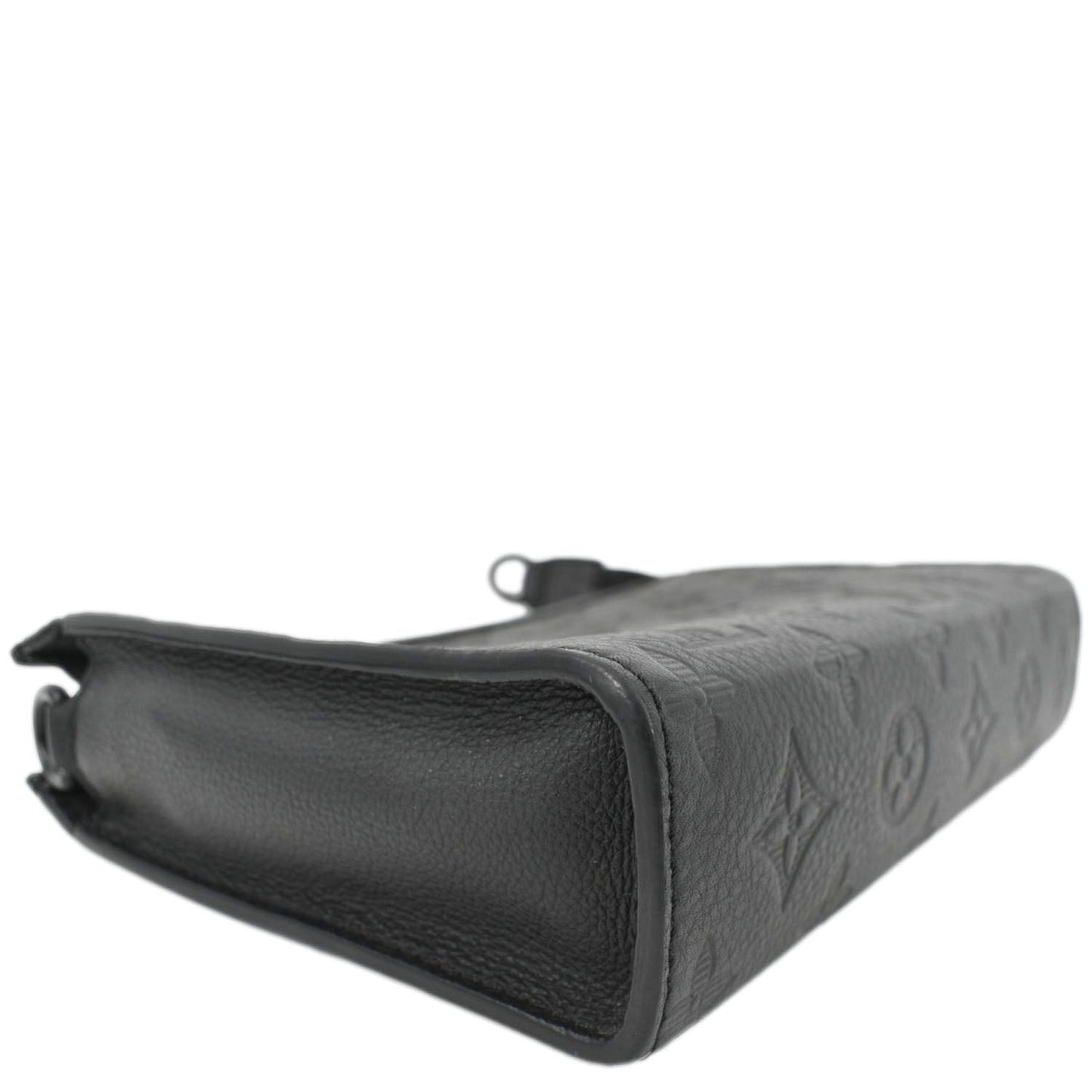 LOUIS VUITTON Gaston Wearable Monogram Shadow Leather Wallet Crossbody Bag Black