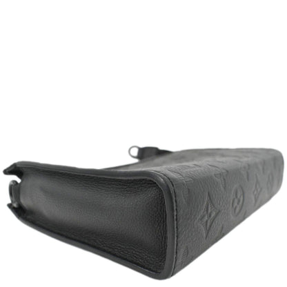 LOUIS VUITTON Gaston Wearable Monogram Shadow Leather Wallet Crossbody Bag Black