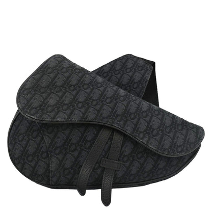 CHRISTIAN DIOR Saddle Oblique Jacquard Crossbody Bag Black