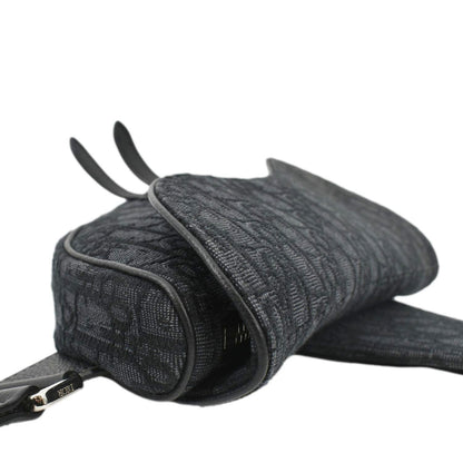 CHRISTIAN DIOR Saddle Oblique Jacquard Crossbody Bag Black