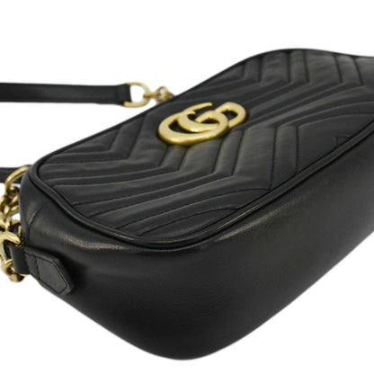 GUCCI GG Marmont Small Matelasse Chevron Leather Camera Bag Black 447632