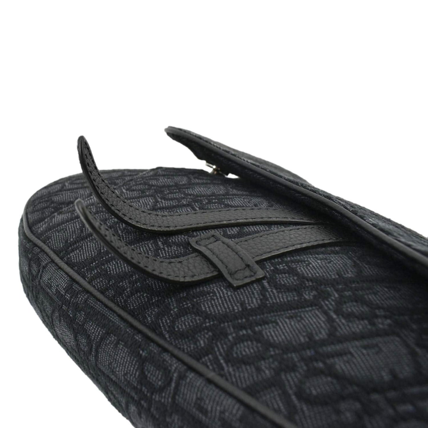 CHRISTIAN DIOR Saddle Oblique Jacquard Crossbody Bag Black