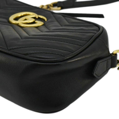 GUCCI GG Marmont Small Matelasse Chevron Leather Camera Bag Black 447632