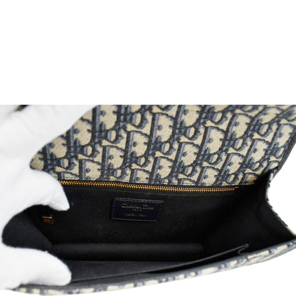 CHRISTIAN DIOR 30 Montaigne Oblique Jacquard Crossbody Clutch Bag Blue