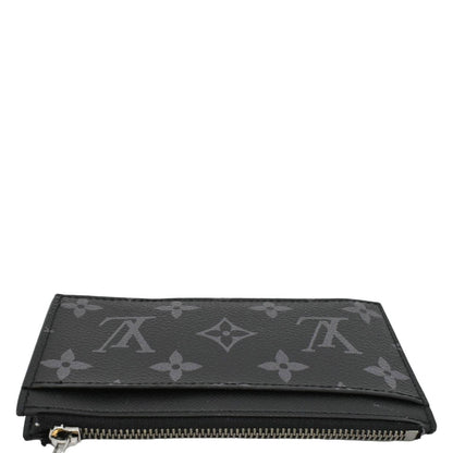 LOUIS VUITTON Monogram Eclipse Canvas Coin Card Holder Black