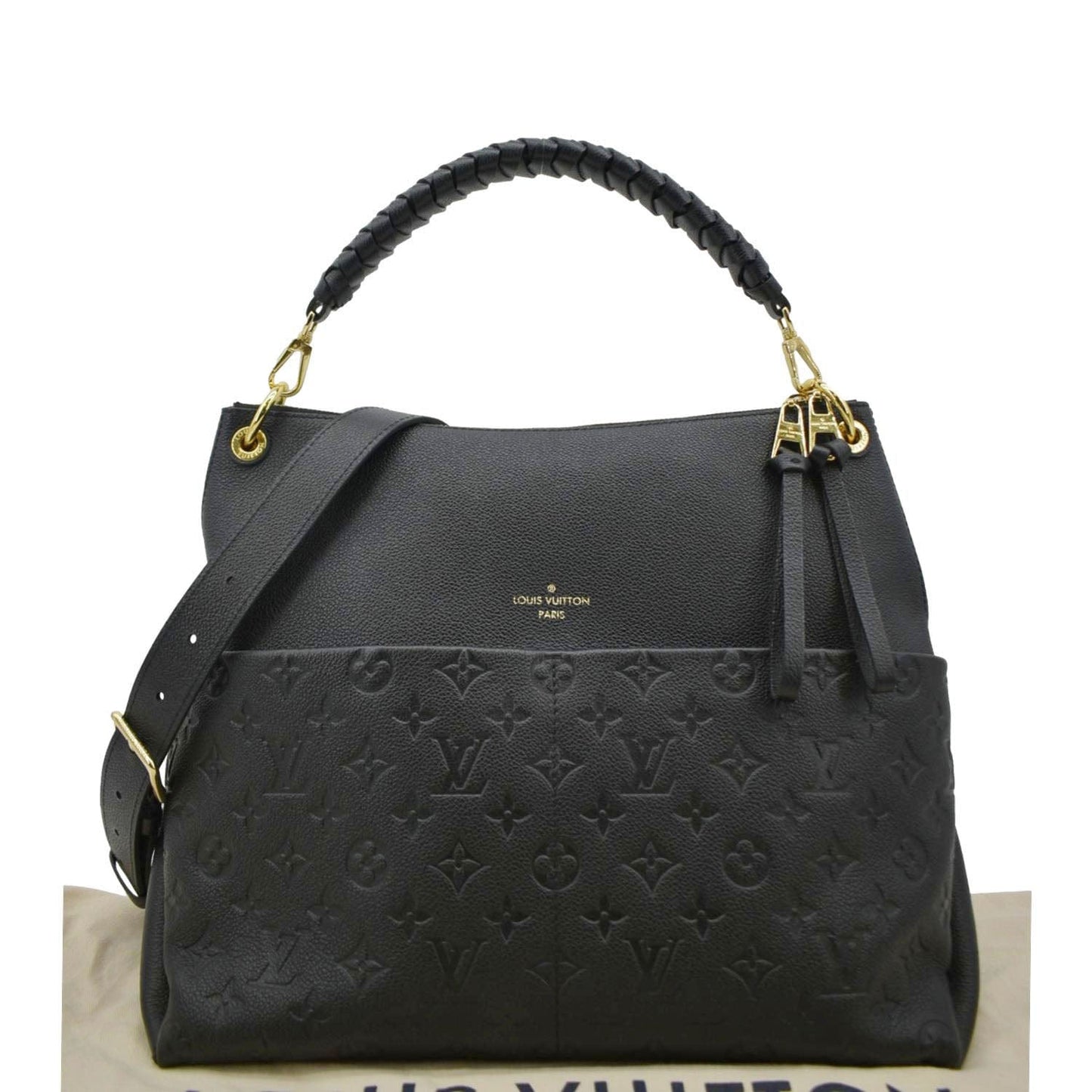 LOUIS VUITTON Maida Monogram Empreinte Leather Hobo Shoulder Bag Black