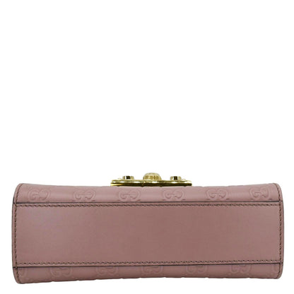 GUCCI Signature Padlock Leather Top Handle Shoulder Bag Pink 409487