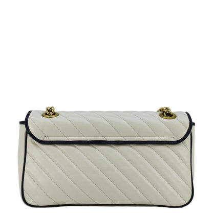 GUCCI GG Marmont Small Diagonal Matelasse Leather Crossbody Bag White 443497