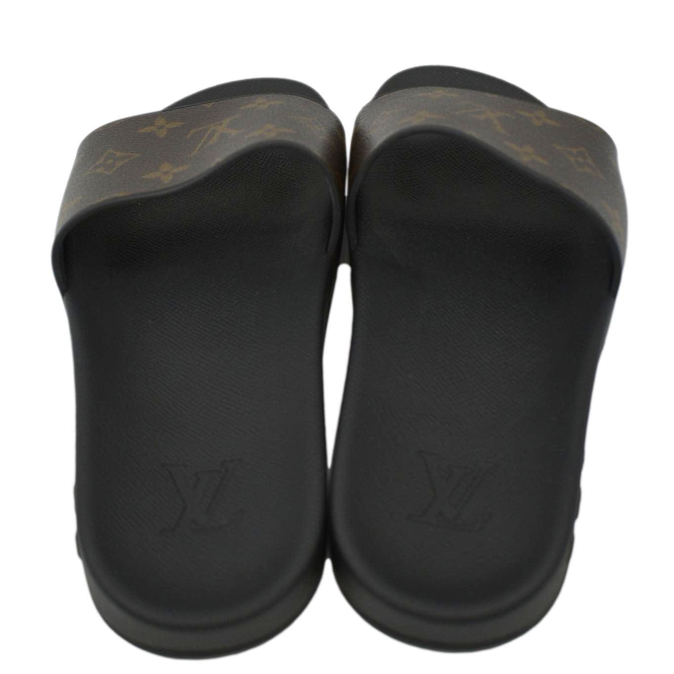LOUIS VUITTON Sunbath Monogram Canvas Slide Sandals Brown US 6