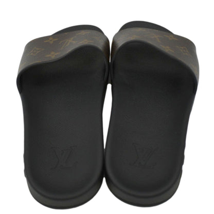 LOUIS VUITTON Sunbath Monogram Canvas Slide Sandals Brown US 6