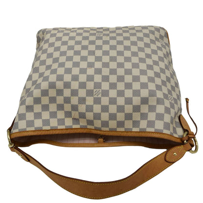 LOUIS VUITTON Delightful MM Damier Azur Hobo Shoulder Bag White