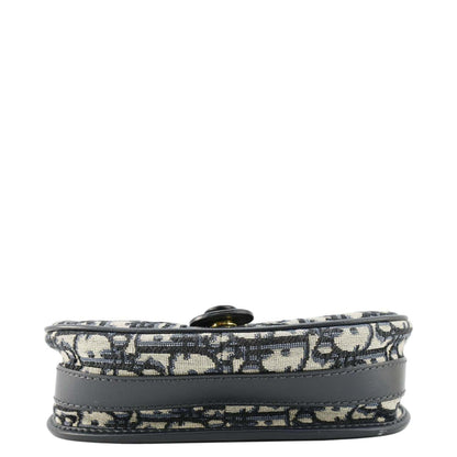 CHRISTIAN DIOR Bobby Medium Oblique Jacquard Canvas Crossbody Bag Navy Blue