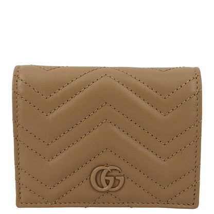 GUCCI Marmont GG Matelasse Leather Card Case Wallet Dusty Pink 466492