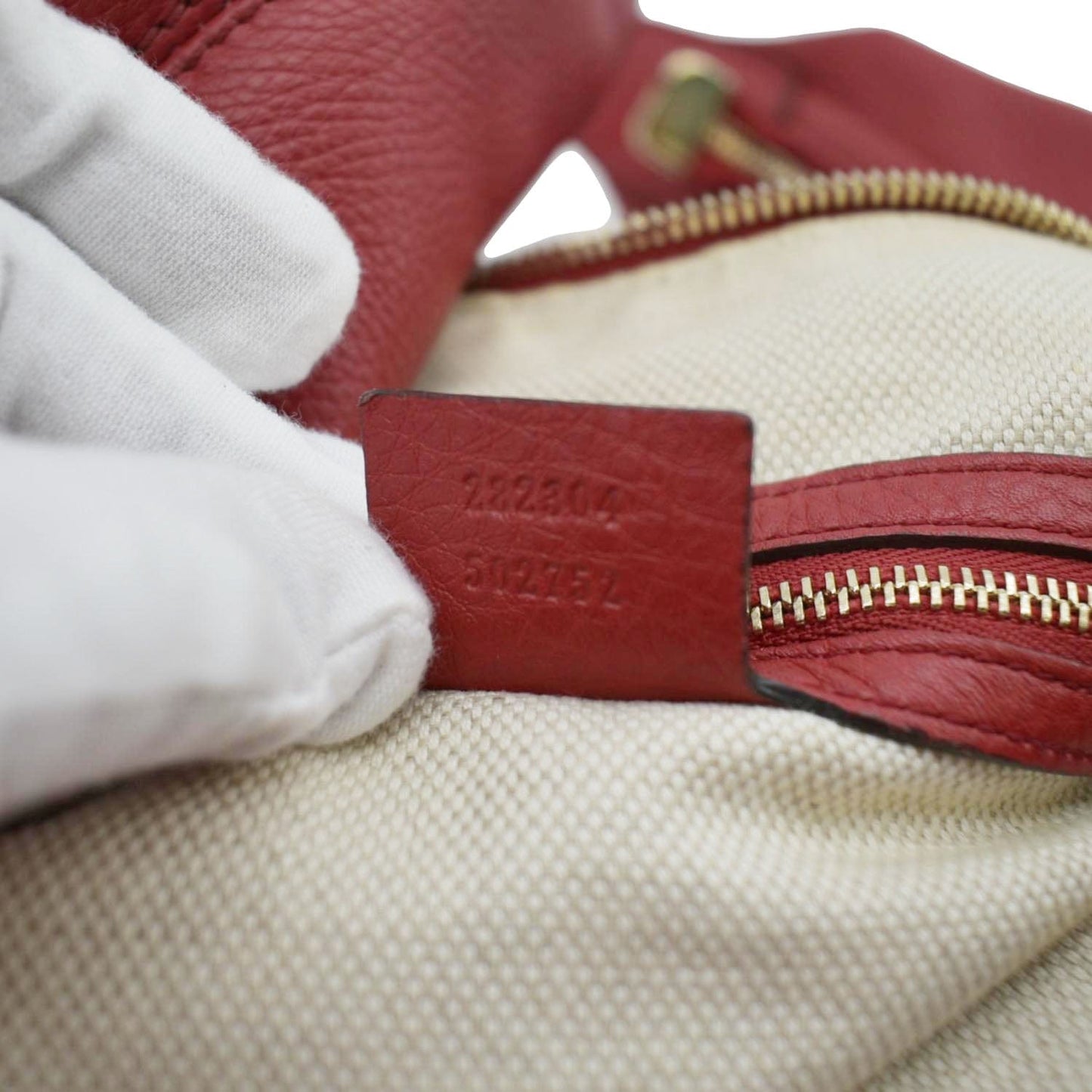 GUCCI Soho Pebbled Leather Hobo Shoulder Bag Red 282304