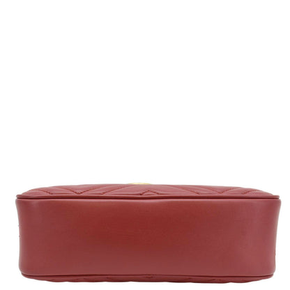 GUCCI GG Marmont Small Matelasse Chevron Leather Crossbody Camera Bag Red 447632