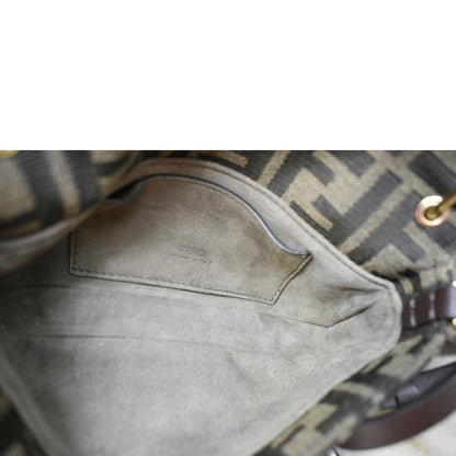 FENDI Baguette Mini Zucca Canvas Shoulder Bag Brown