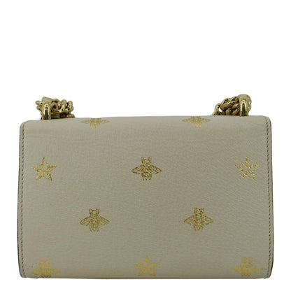 GUCCI Padlock Bee Leather Shoulder Bag Ivory 432182