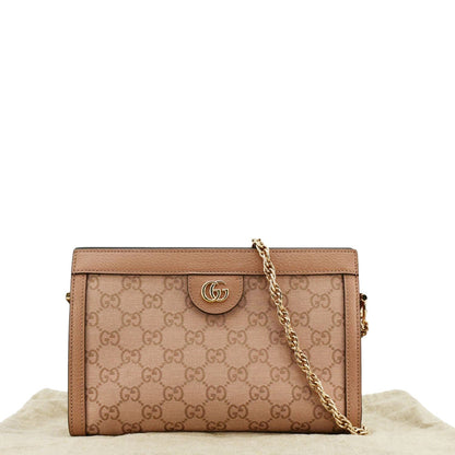 GUCCI Ophidia Small GG Canvas Chain Shoulder Bag Pink 503877