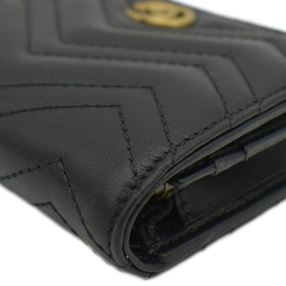Gucci Marmont GG Matelasse Leather Card Case Wallet Black 466492