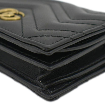 Gucci Marmont GG Matelasse Leather Card Case Wallet Black 466492