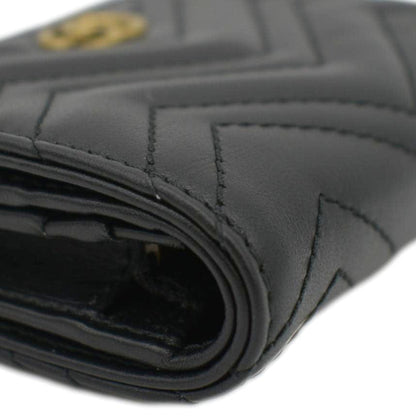 Gucci Marmont GG Matelasse Leather Card Case Wallet Black 466492